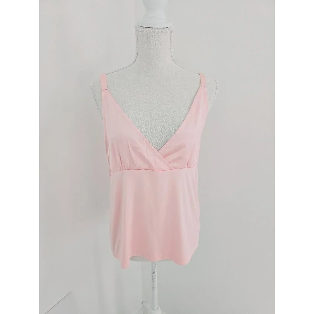Mersea Moon Dancer Pink Modal Sleeveless Satin V-Neck Sleep Tank Top Camisole M